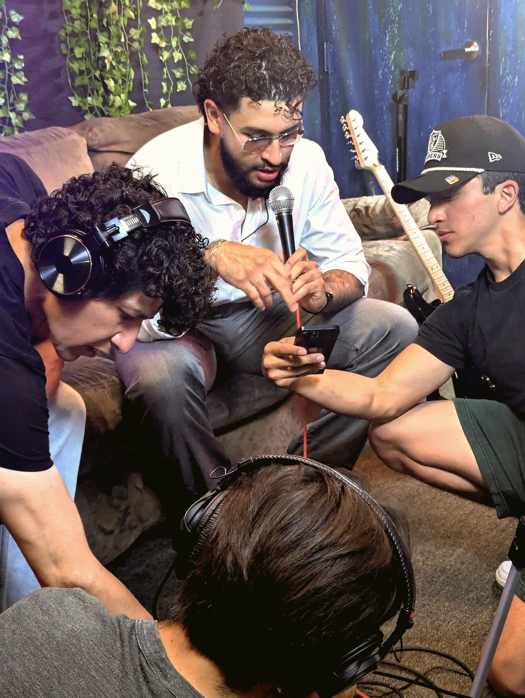Crew preparing a live music recording